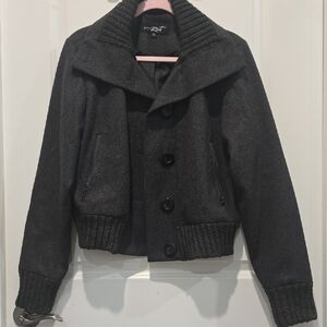 White Rivet Gray Jacket with Pink Collar